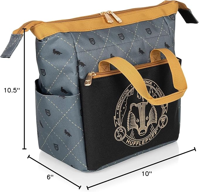 PICNIC TIME Harry Potter Hufflepuff On The Go Lunch Cooler, Soft Cooler Lunch Box, Insulated Lunch Bag, (Black with Yellow Accents)