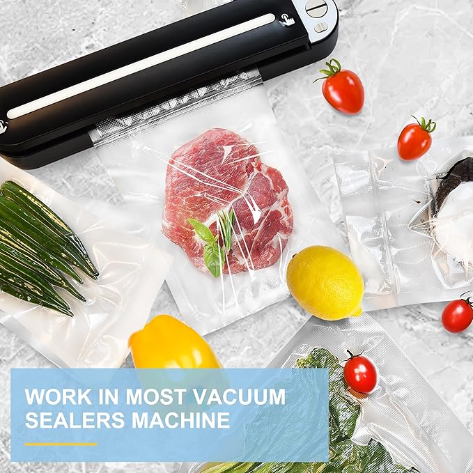 100pcs Vacuum Sealer Bags, Quart 8"x12" and Pint 6"x10" Food Saver Bags, Pre-cut Commercial Grade Vac Bags for Food Storage, BPA Free, Heavy Duty, Meal Prep or Sous Vide Cooking