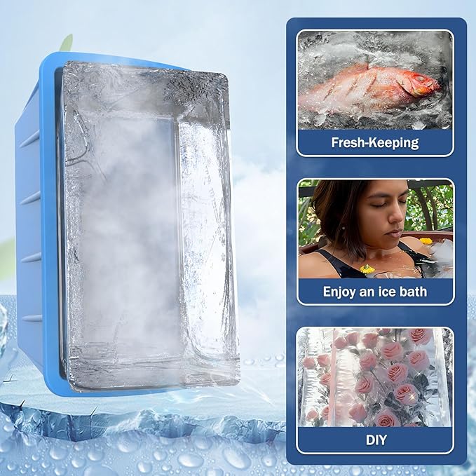 Extra Large Ice Cube Molds 2Pack 16LB Silicone Large Ice Cube Molds for Cold Plunge Tub,Reusable Ice Cube Trays for Freezer,Ice Block Molds for Home Ice Bath,Cold Plunge Accessories,Ice Bath Chiller
