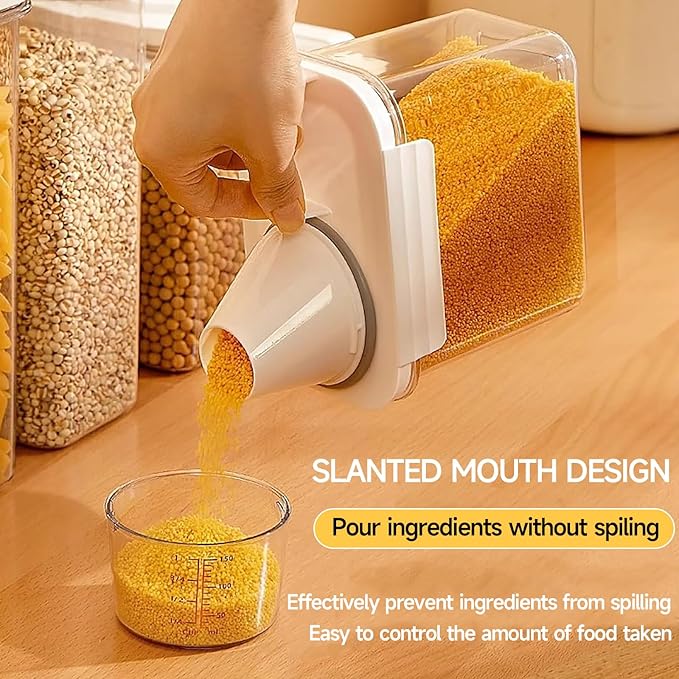 Storage Cereal Organizers Containers Sets , Food Grade BPA free PET Material Reusable,Airtight food storage containers with lids, kitchen organizers and storage Total(2 pcs 2300ml 2 pcs 1100ml)