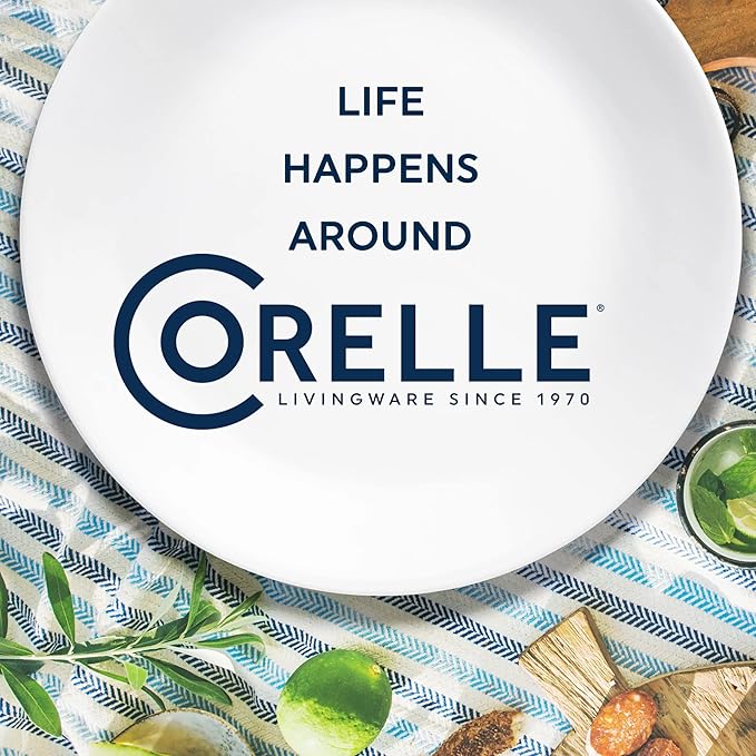 Corelle Vitrelle 4-PC Large 30-Oz Glass Meal Bowls Set, Service for 4, Compact Stack Bowls Set For Salad and Pasta, Microwave & Dishwasher Safe, White