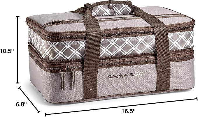Rachael Ray Expandable Insulated Casserole Carrier for Hot or Cold Food, Thermal Lasagna Lugger Tote for Potluck, Parties, Picnic, and Cookouts, Fits 9" x 13" Baking Dish