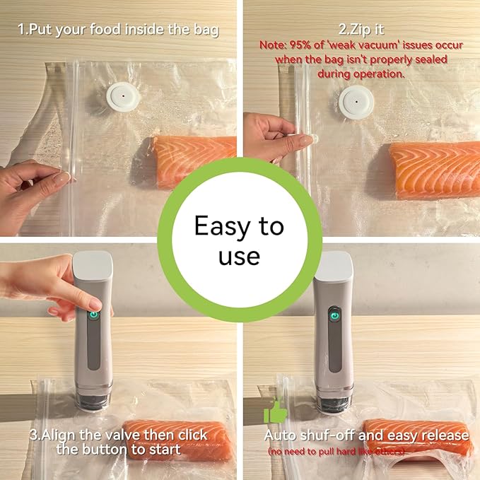 Reusable Vacuum Sealer Freezer Bags for Food Storage and Preservation, 12”x13” L size(15 Packs), Great for Leftover Save, Meal Prep, Sous Vide Cook, Outdoor BBQ. BPA Free, Dishwasher Safe Microwavable