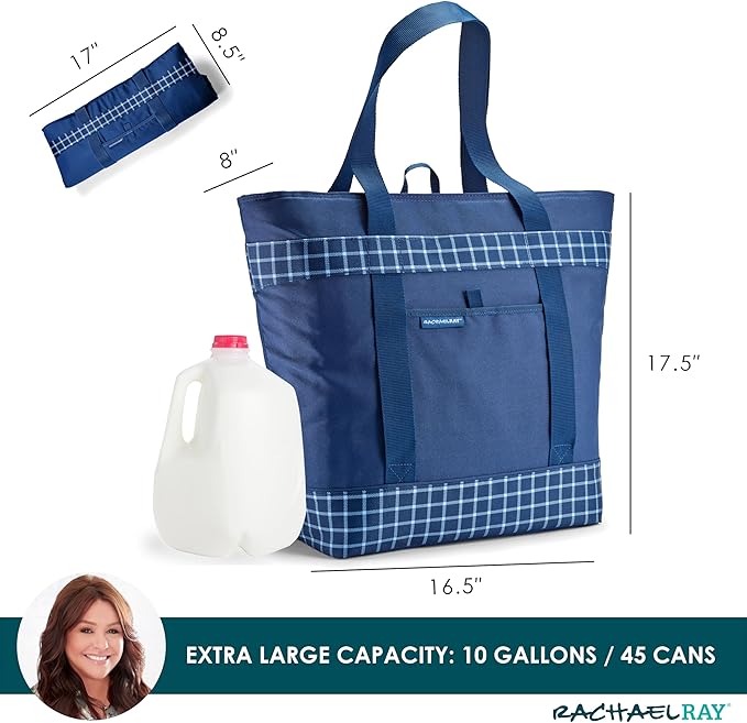 Rachael Ray Jumbo Chillout Thermal Tote, Insulated Soft Sided Cooler Bag