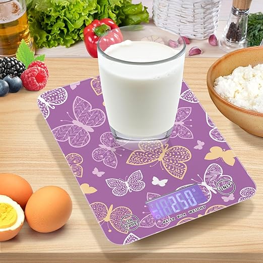 Food Scale Kitchen Scale Food Scales Digital Weight Grams and Ounces Small Electronic Food Scale for Baking Cooking Purple Butterfly