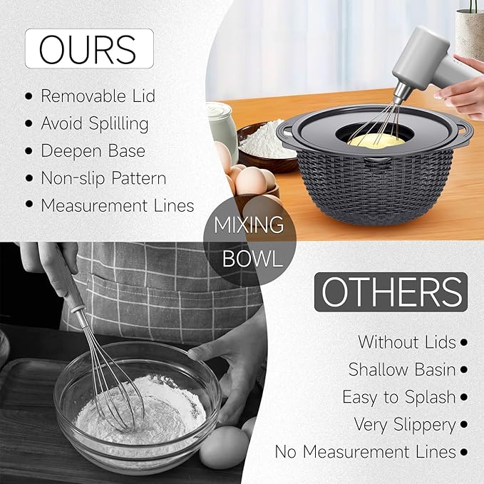 4-1 Colander with Bowl Set - Pasta Strainer - Colander for Kitchen - Strainers and Colanders Rice Strainer Fruit Cleaner Veggie Wash Sink Strainer Kitchen Essentials - Dark Grey