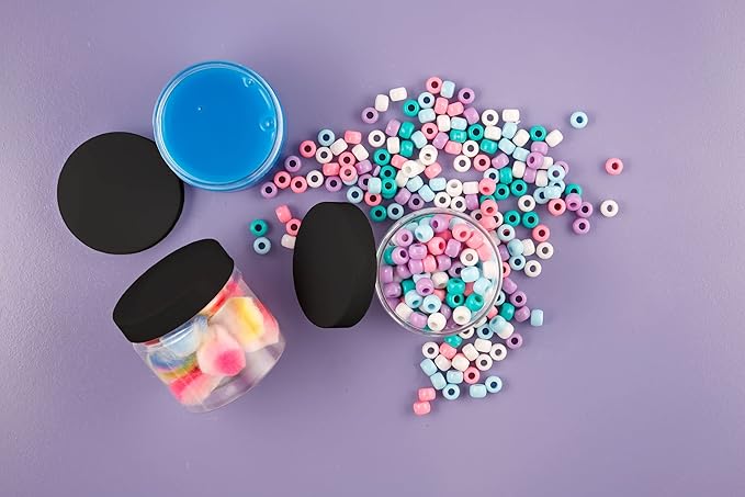 Healthy Packers 4oz Plastic Jars with Lids - Small Clear Jars with Lids - Lotion Containers with Lids | 4 oz Plastic Mason Jars with lids | Cream and Cosmetic Jars (12 pack) (Black)