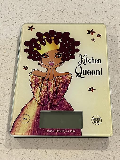 Digital Kitchen Scale for African American Women, in Grams, Ounces, Milliliters & Pounds, LCD Display, for Meal Prep, Cooking and Baking