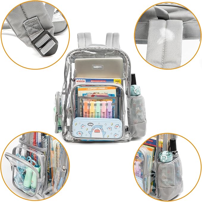 J.CARP Clear Bag Heavy Duty Backpack Durable Transparent See Through Bag