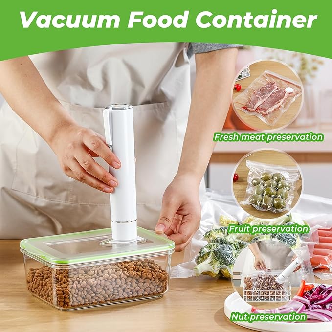 Vacuum Sealer, Handheld Vacuum Sealer for Food Fresh & Save with 5PCS Vacuum Bags and Wine Saver Vacuum Stoppers