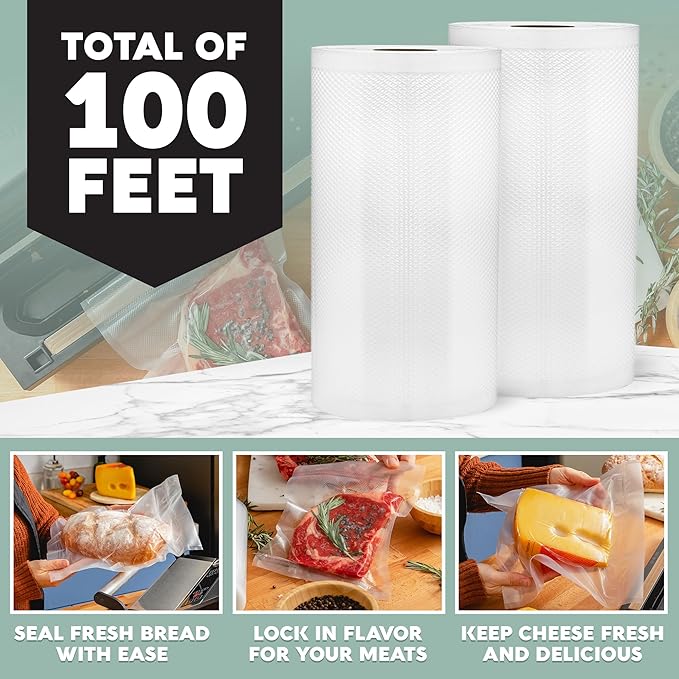 Avid Armor Vacuum Seal Rolls, Vac Seal Bags for Food Storage, Meal Saver Freezer Vacuum Sealer Bags, Sous Vide Bags Vacuum Sealer, Non-BPA Vacuum Sealer Bags, 8 inches by 50 feet, Pack of 2