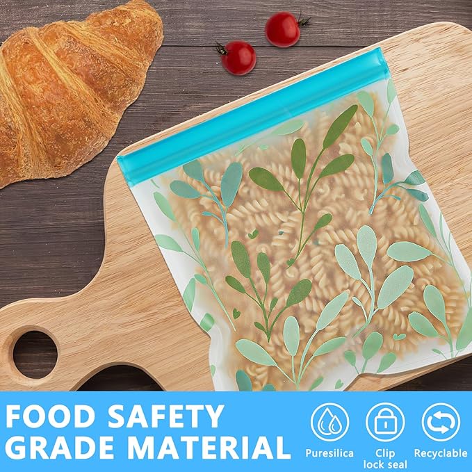 24 Pack Dishwasher Safe Reusable Bags Silicone, Leakproof Reusable Freezer Bags for Food Storage, Home Organization, Travel & Make-up, BPA-Free for Salad and Fruit