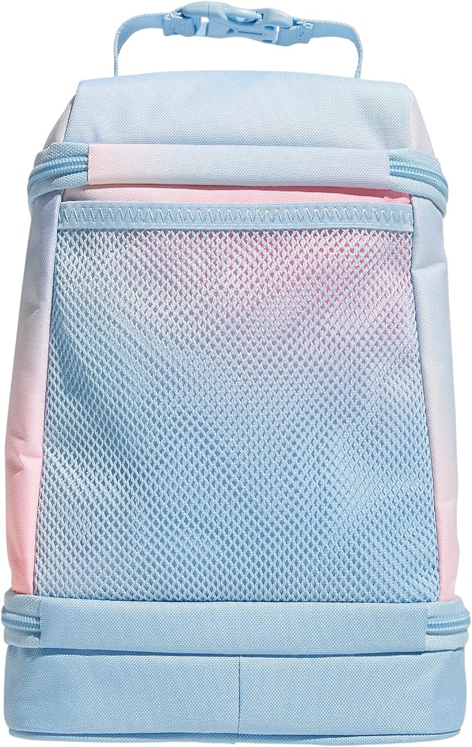 adidas Excel Bag, Cooler with Zipper, Pocket for Ice Pack, and Clip, Temperature Control Insulation, Lunch Dazed Gradient Clear Sky/Clear Sky Blue/Pink Spark, One Size
