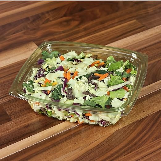 ECO PRODUCTS Compostable 24oz Rectangular Deli Containers With Lids, Pack of 50, Veridian Clear Green Meal Prep, Made from PLA, A Renewable Material Made from Plants, One Lid Fits All