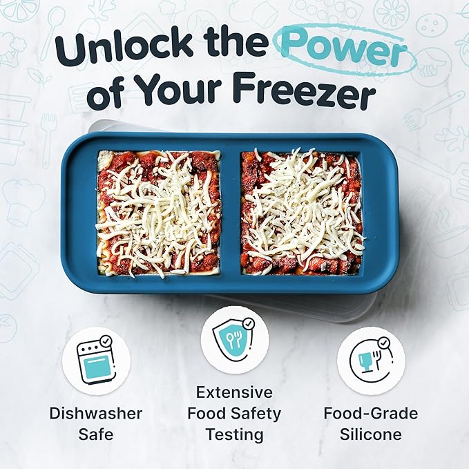 Souper Cubes 2 Cup Silicone Freezer Tray with Lids, Perfect for Storing Lasagna, Leftovers, Sauces, Portioned Meals and More, Silicone Soup Freezer Molds for Meal Prepping - Blueberry - 2-Pack