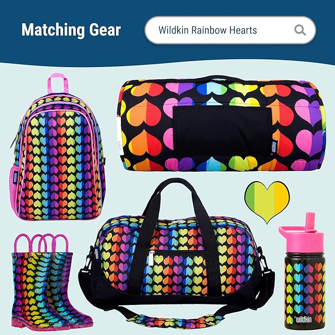 Wildkin Nesting Food Containers for Kids – Stackable, Airtight & Dishwasher Safe - Set of 3 - Rainbow Hearts
