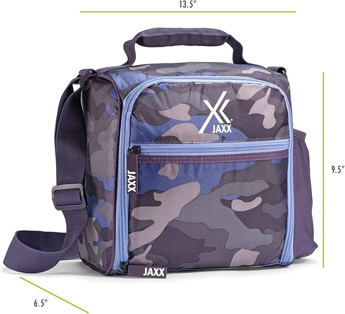 Fit & Fresh JAXX Meal Prep Lunch Box With Container For Men and Women, 5pc. Meal Prep Kit Lunch Bag With Containers Included, Camo Plum