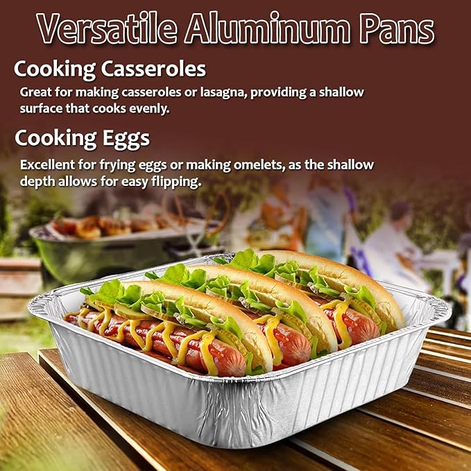 INFINITY EL 12.5" X 10" X 1.5" Heavy-Duty Eco-Friendly Aluminum Lasagna Pans (Half-Shallow/25 Pack) - Disposable Aluminum Serving Tray - Catering Pans, Baking, Roasting & Meal Prep - Foil Pan