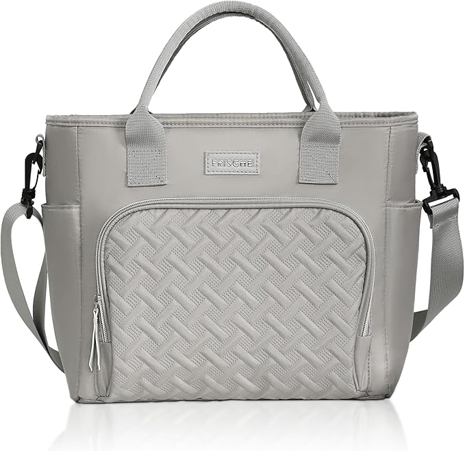 17L Insulated Lunch Bag for Women, LeakProof Insulated Work Lunch Box with Adjustable Shoulder Strap, Large Lunch Cooler Tote for Office, Commute & Travel (Stone Gray)