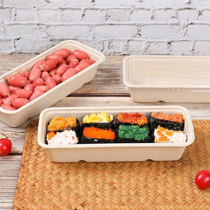 16 oz disposable Sugarcane Fibers bowls with lid take away Bagasse food containers Meal Prep Bowls 25 Pack