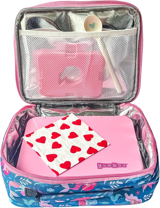 Yumbox Prêt Stainless Steel Leakproof Bento Lunch Box, Sandwich Friendly, Food Safe, Compact, Lightweight, Perfect for Kids Lunch, Adult Lunch, Portion Control and Food Prep (Versailles Pink)