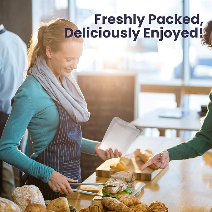 Fit Meal Prep 6000 Pack Paper Sandwich Bags 7 x 6”, Greaseproof Paper Snack Bags, Food Grade Pastry Bag, Recyclable Small Paper Bags, Cookie Sleeves, Food Packaging for Bakery, Donuts (50 Pack x 120)