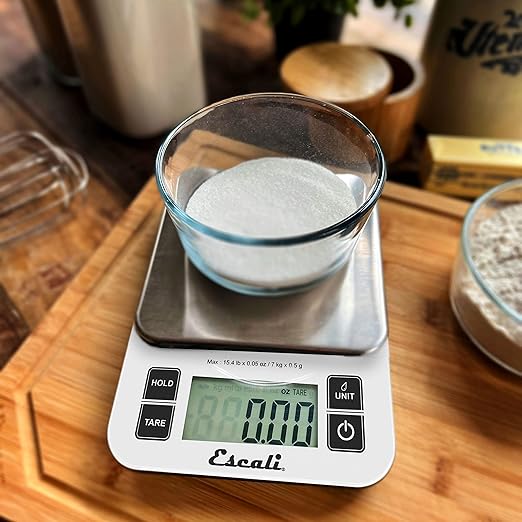 Escali Nutro Digital Food Scale, Multi-Functional Kitchen Appliance, Precise Weight Measuring and Portion Control, Baking and Cooking Made Simple, Stainless Steel Platform, Silver