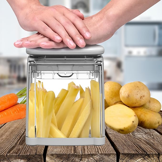 Brieftons PerfectCut Vegetable Chopper: 4-Blade Veggie Dicer Fruit Slicer, Potato French Fry Cutter, Wedge Cutter, Onion Chopper, Egg Slicer with 5 Recipe Ebooks, Safe to Use, Easy to Clean & Store