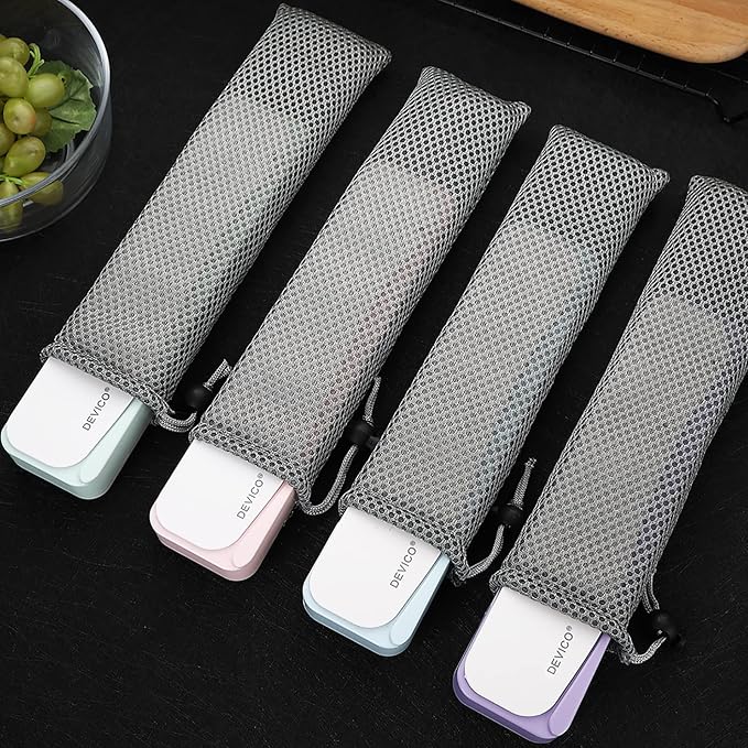 DEVICO Travel Utensils, 18/8 Stainless Steel 4pcs Cutlery Set Portable Camp Reusable Flatware Silverware, Include Fork Spoon Chopsticks with Case (Blue)