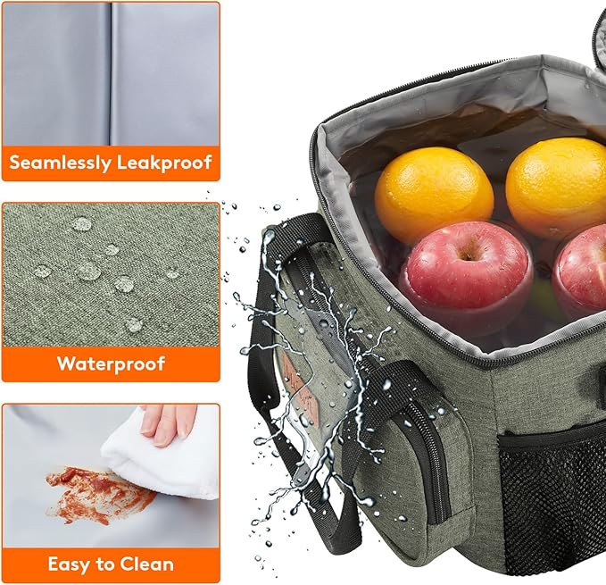 Lifewit Large Lunch Bag Insulated Lunch Box Soft Cooler Cooling Tote for Adult Men Women, Dark Green 12-Can (9L)