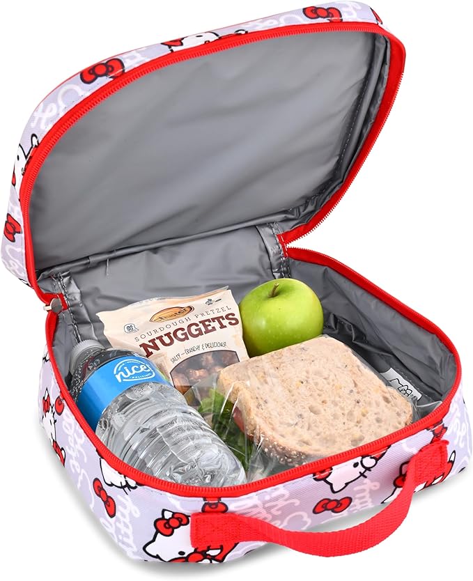 Fast Forward Sanrio Hello Kitty Lunch Box for Kids | Insulated Lunch Bag Lunch Box for Girls, Boys, Unisex, Toddlers| Hello Kitty and Friends Grey Reusable Lunchbox