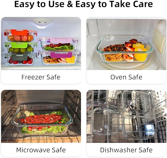 10 Pack Glass Meal Prep Containers Set, Food Storage Containers with Airtight Lids, Glass Lunch Bento Boxes,Dishwasher Safe,orange