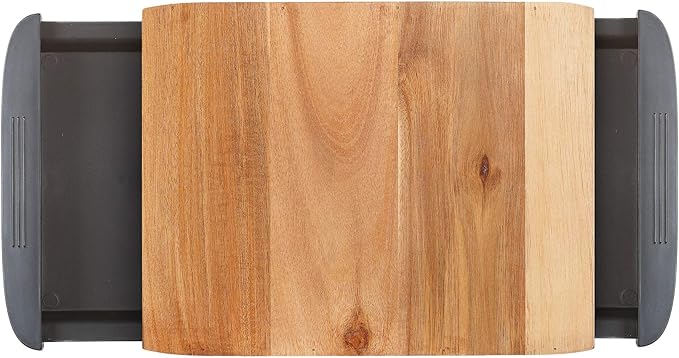 Glad Acacia Wood Cutting Board with Slide Out Trays | Catches Food and Waste | Solid Wooden Butcher Block with Removable Drawers | Kitchen Cooking Supplies, Brown, Black