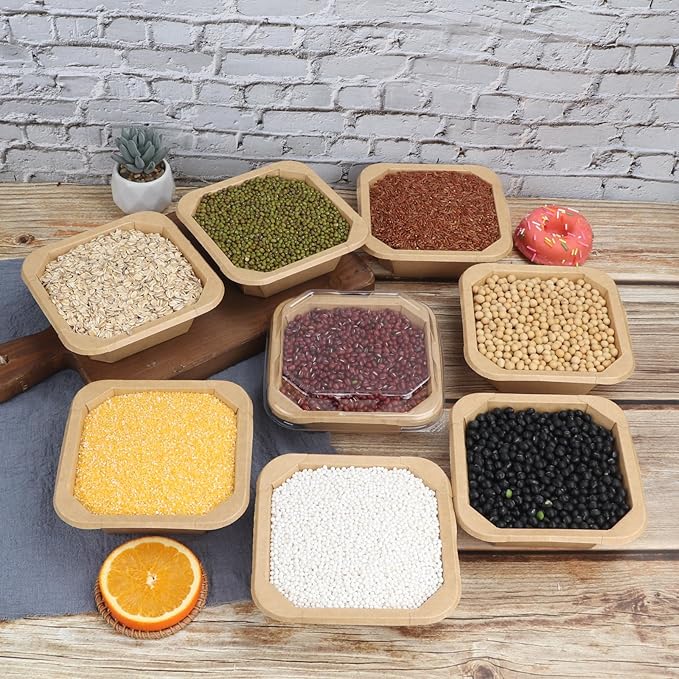 18OZ Disposable Kraft paper bowls with lids,Food containers Soup Bowls Party Supplies Treat Bowls 50 PACK