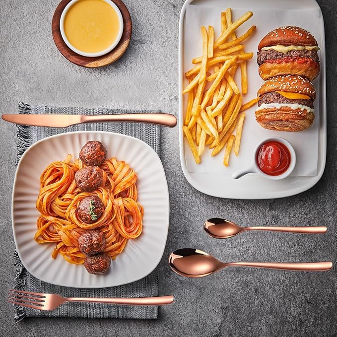 AARAINBOW 7 Pieces Stainless Steel Flatware Set Portable Reusable Cutlery Set Travel Utensils Set Including Chopsticks Knife Fork Spoon Straws Cleaning Brush Dishwasher Safe (7 Rose Golden)