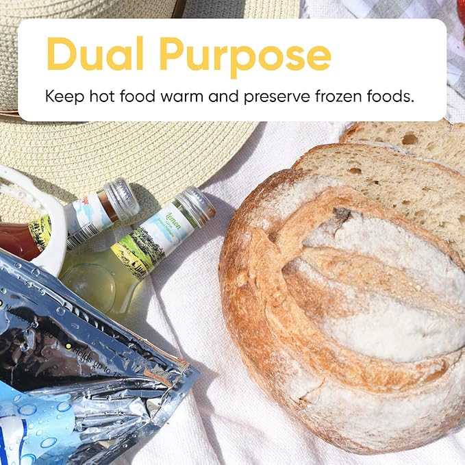 Superio Hot and Cold Insulated Bags for Food Delivery, Grocery Shopping Bags, Food Storage for Hot and Frozen Food for Travel, Disposable Cooler Bag, Reinforced Thermal Lunch Bag (8, 12"x13.5")