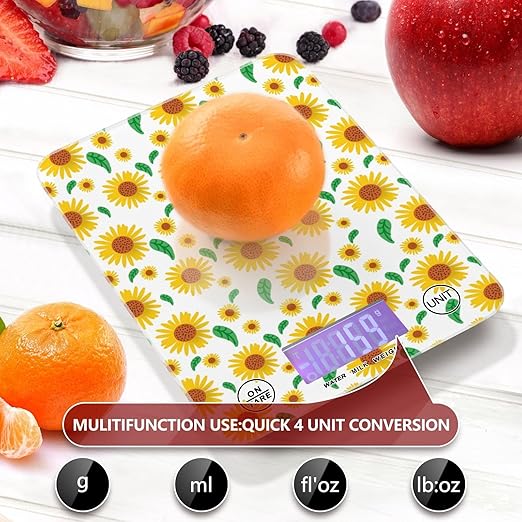 Food Scale Kitchen Scale Food Scales Digital Weight Grams and Ounces Small Electronic Food Scale for Baking Cooking Sunflowers