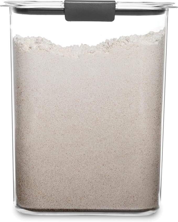 Rubbermaid Brilliance 16-Cup Airtight Food Storage Container with Lid Clear/Grey - optimal for pantry organization flour sugar and food storage
