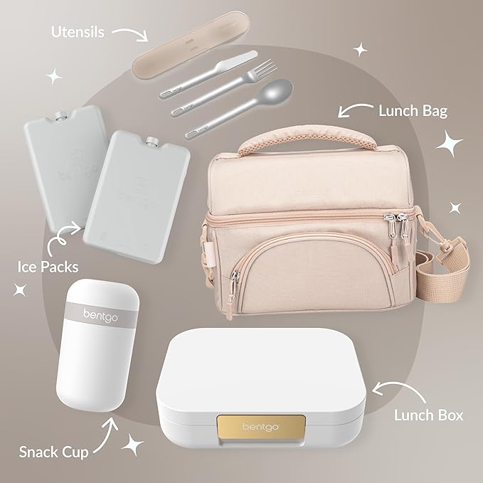 Bentgo Modern - Leak-Resistant Bento Lunch Box For Adults, Teens, & Larger Appetites; Reusable BPA-Free Meal Prep Container with 3 or 4 Compartments, Dishwasher/Microwave Safe; 44oz (White)