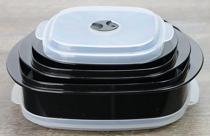 Calypso Basics by Reston Lloyd 6-Piece Microwave Cookware, Steamer and Storage Set, Black