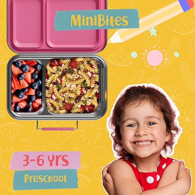 Stainless Steel Lunch Box for Kids, Leak Proof Bento Lunch Box BPA Free 304 Stainless Steel Bento Box Stainless Bento Box with Containers for School and Office(Pink)