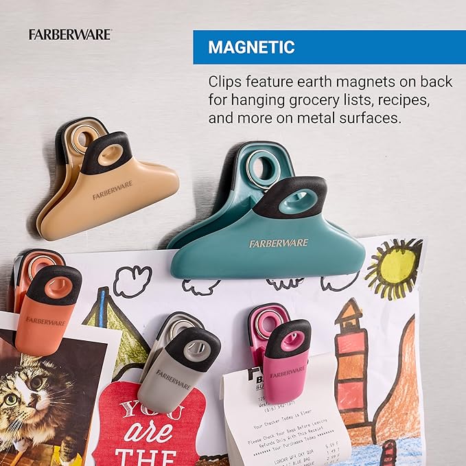 FARBERWARE Professional 7 Piece Bag Clip Set Durable, Versatile, and Stylish Desert Skies Colors