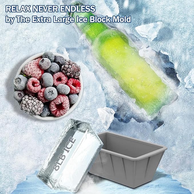 Extra Large Ice Cube Molds 4Pack 32LB Silicone Ice Block Molds for Ice Plunge Tub, Reusable Ice Cube Trays for Freezer, Giant Ice Cube Molds for Home Ice Baths,Cold Plunge Accessories (Grey)