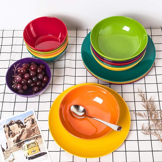KOXIN-KARLU Melamine Bowls, 7.5-inch Pasta Bowls Salad Bowl, set of 6 in 6 Assorted Colors
