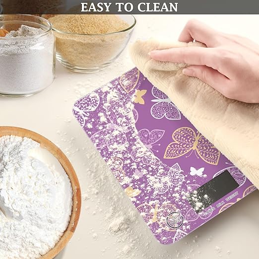 Food Scale Kitchen Scale Food Scales Digital Weight Grams and Ounces Small Electronic Food Scale for Baking Cooking Purple Butterfly