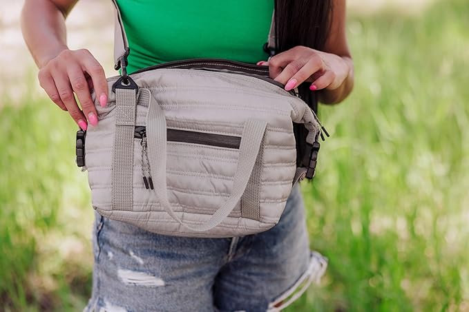 PICNIC TIME Midday Quilted Washable Insulated Lunch Bag, Soft-sided Lunch Box, Lunch Cooler Bag, (Shale Brown)