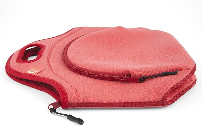 Nordic By Nature Insulated Neoprene Lunch Bag, Soft & Foldable Washable & Reusable Extra-Pocket (L) Pale Amaranth