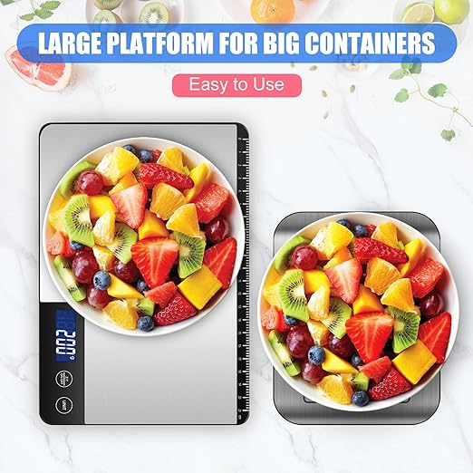 Digital Kitchen Scale, Large Capacity, Easy Tare Function, Large LCD Display, Perfect for Cooking, Baking, and Meal Prep (Silver-2)