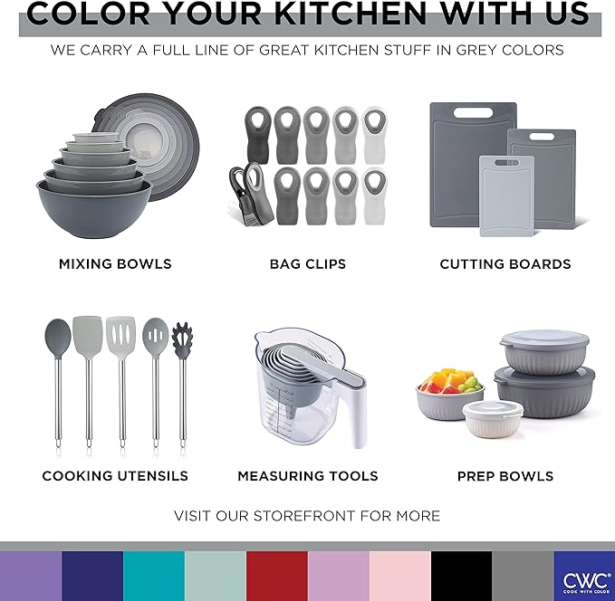 COOK WITH COLOR Bag Clips with Magnet - Chip Clips, Food Storage with Airtight Seal Grip for Bread, Snack and Food Bags (Grey Ombre, Pack of 10)