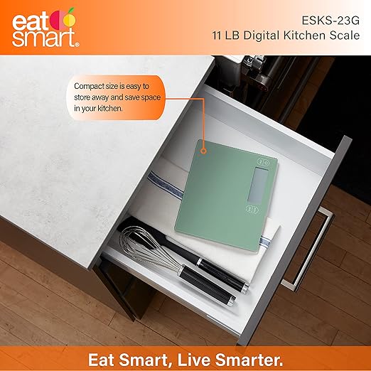 Eat Smart Eat Smart 11lb Food Kitchen Glass Scale, Green